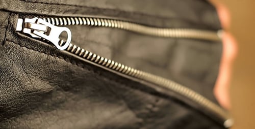 Man Buttoning A Sleeve Zipper On A Leather Jacket