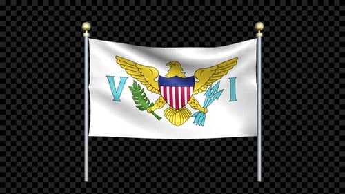 US Virgin Islands Flag Waving on Flagpole Animation