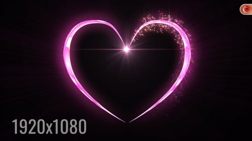 Sparkling Neon Heart Drawing Animation