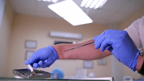 Dental Tools Arranged on Tray in Medical Clinic