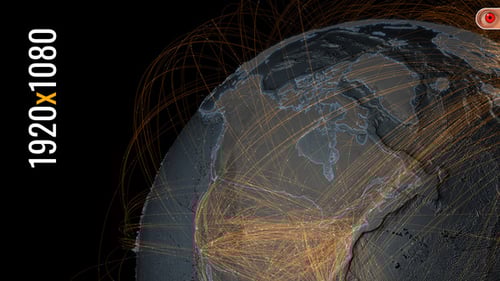 Global Network Connections on Rotating Earth Animation