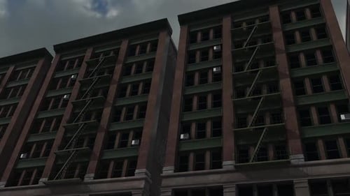 Animated Fly Through of Modern City Buildings