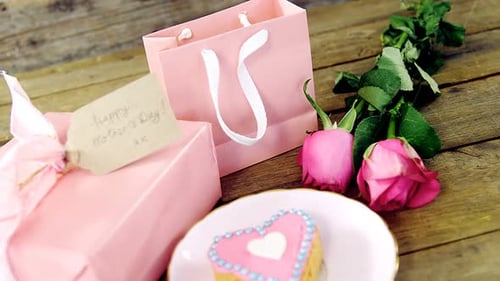 Heart Cake with Gifts and Roses
