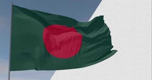 Realistic Bangladesh Flag Waving with Alpha Channel