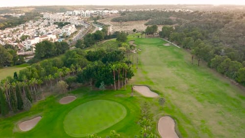 Aerial View. Beautiful View of Golf Course Looking Down.