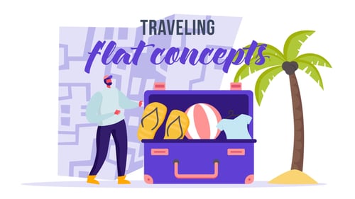 Animated Travel Flat Design Concepts for Journey and Vacation Videos