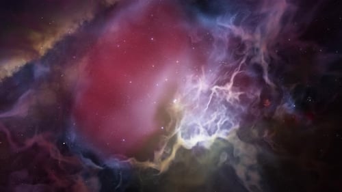 Flying Through Colorful Deep Space Nebula and Starfield Background