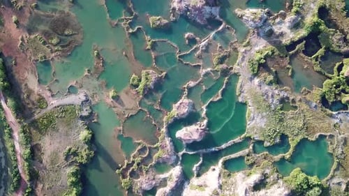 Luftaufnahme Türkisfarbener See bei Guar Petai, auch Jiuzaigou genannt