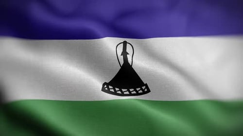 Waving Flag of Lesotho Realistic Fabric Animation