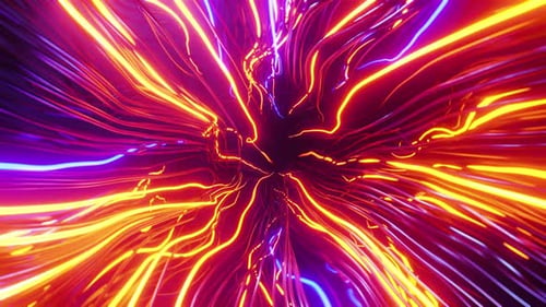 Futuristic Glowing Neon Lines Abstract Tunnel Background