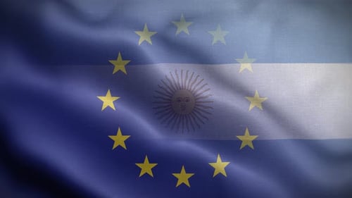 Waving European Union and Argentina Flags Composite