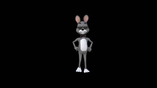 Danse de Lapin Gris Dessin Animé 5