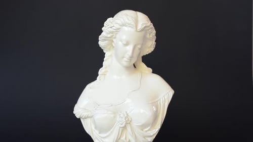 Bright White Bust of Woman with Braided Hair