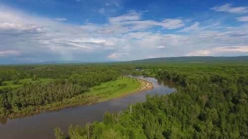 Aerial Landscape with Small Winding River