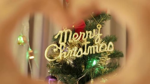 Christmas Tree with Heart Shape Holiday Hands