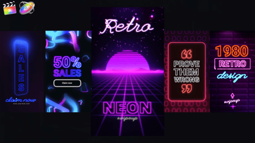 Dynamic Neon Retro Text and Title Animations for Social Stories
