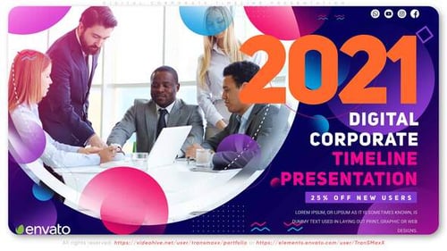 Dynamic Business Technology Presentation with Abstract Timeline