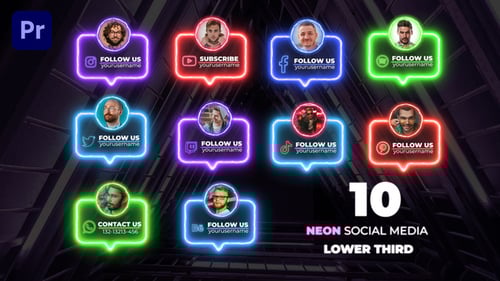 Vibrant Neon Social Media Lower Thirds