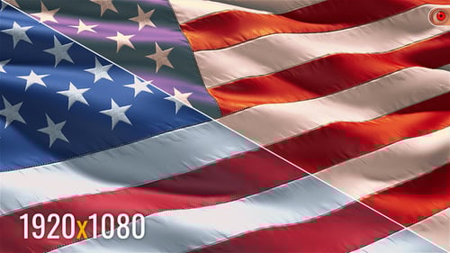 Seamless Loop Waving American Flag Color Grading