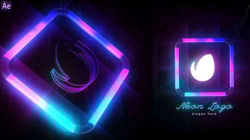 Dynamic Neon Glitch Logo Animation