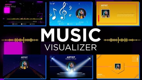 Dynamic Music Visualizer Templates with Neon Effects