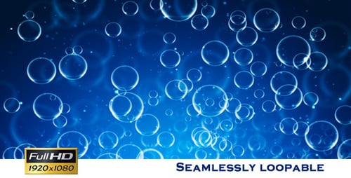 Abstract Blue Bubbles Floating Upwards Seamless Loop Background