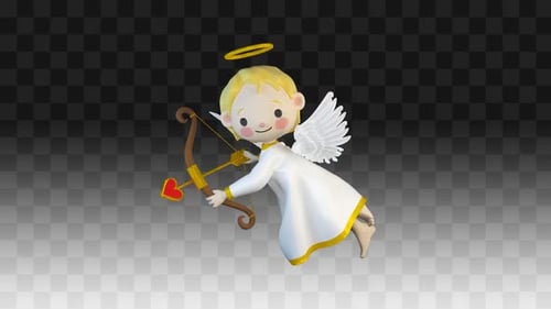 Animated Cupid Character with Bow and Arrow for Romantic Celebrations