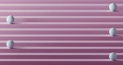 3D-Rendering von weißen Kugeln, die sich auf rosa Linien gegenläufig drehen