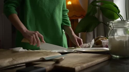 Woman Preparing Homemade Dessert in Kitchen