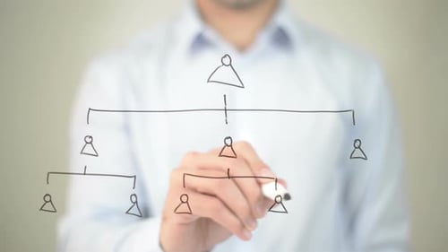 Networking Concept, Businessman Writing on Transparent Screen