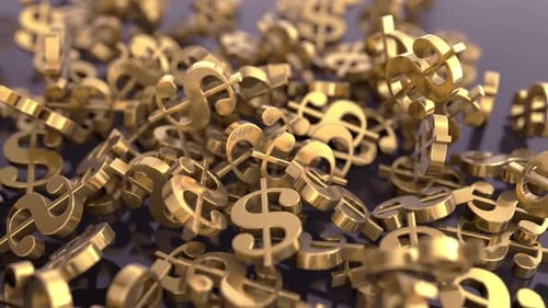 Falling Golden Dollar Signs Creating Financial Abundance Background