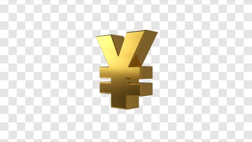 Animated Golden 3D Yen Symbol Loop