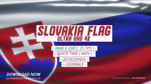 Slovakia National Flag Waving Seamless Loop Background