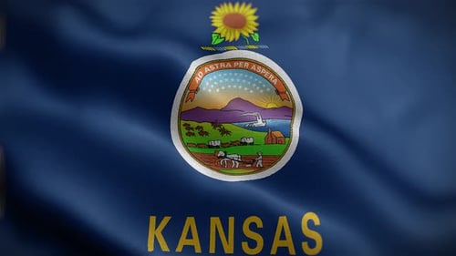 Realistic Kansas State Flag Waving Animation