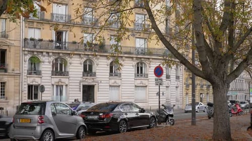 View to Paris street in autumn, France