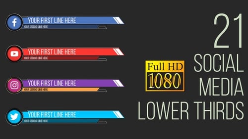 Modern Social Media Lower Thirds Animated Titles with Icons