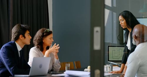 Group Meeting in Modern Office Space