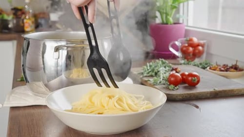 Close Up Spaghetti in Plate