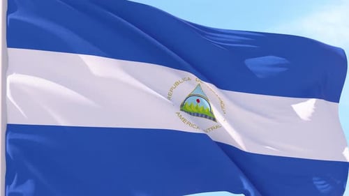 Nicaragua Flag Waving in the Wind