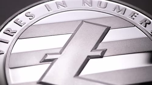 Macro Shot of Silver Cryptocurrency Coin