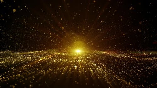 Shimmering Golden Particles Light Rays Celebration Background