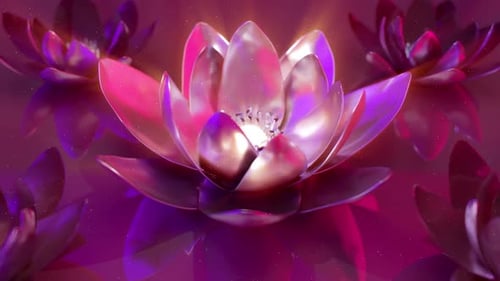 Abstract Glowing Lotus Flowers Loop Background