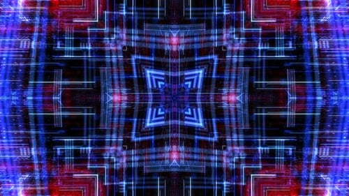 Abstract technology pattern with connecting lines and dots. 3D render 4K loop