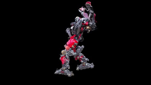 Animated 3D Sci-Fi Robot Dancing and Walking
