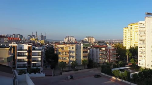 Aerial View of City Landscape with Highrise Buildings and Streets