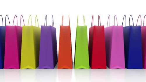 Vibrant Shopping Bags Panning Animation for Retail and E-commerce