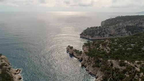 Drone footage of calanque in Cassis, south of France