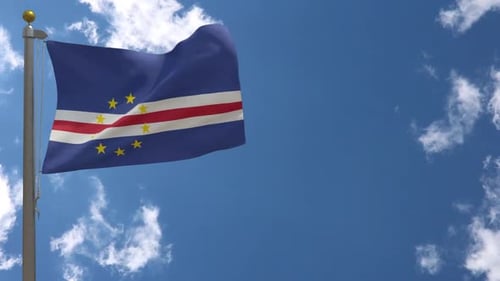 Cape Verde Flag On Flagpole
