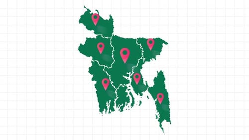 Animação colorida da localização do ponto do pino do mapa