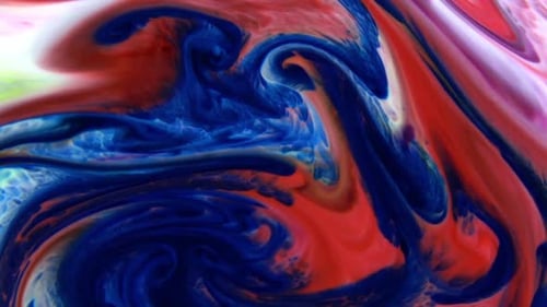 Abstract Swirling Red and Blue Paint Interaction